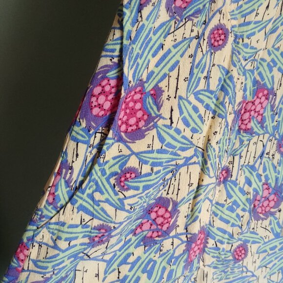 Flax Large yellow sleeveless dress with pink and green - Picture 6 of 12